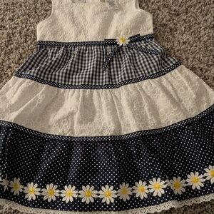 Blueberi Boulevard White and Navy Kids Dress